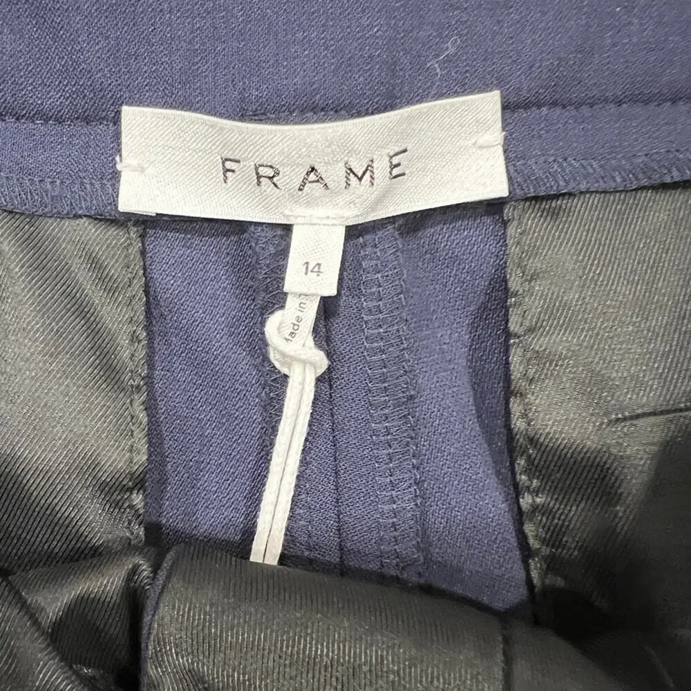 FRAME High Waist Wide Leg Trousers in Blue Size 14 NWT